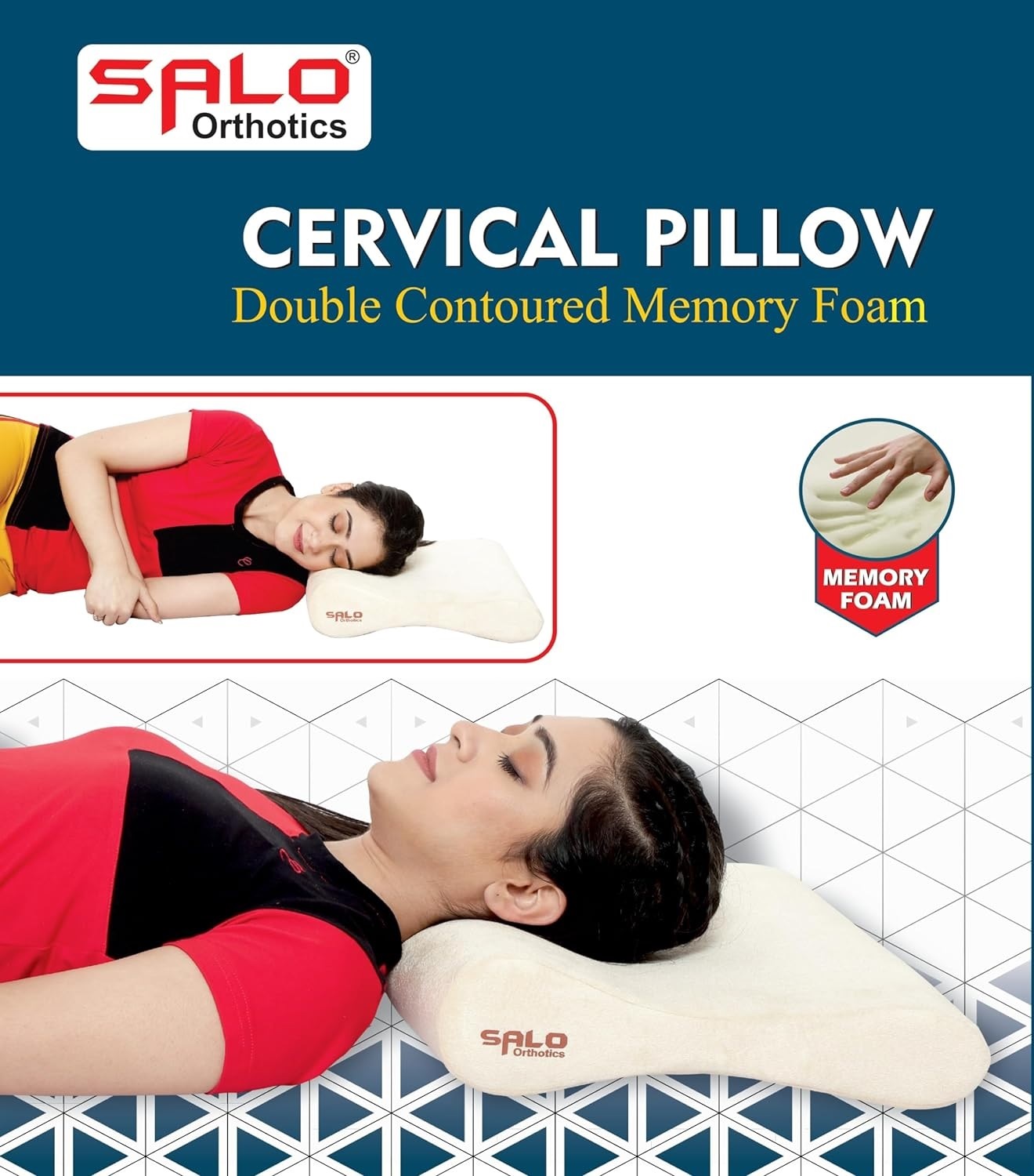 Double Contoured Cervical Pillow Memory Foam for Better Sleep